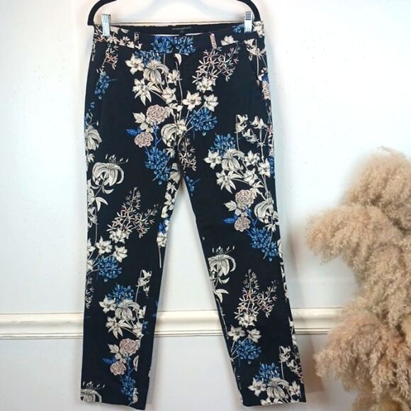 Banana Republic Reegan floral print straight leg ankle pants sz 4 - Picture 1 of 9
